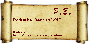 Poduska Beriszló névjegykártya